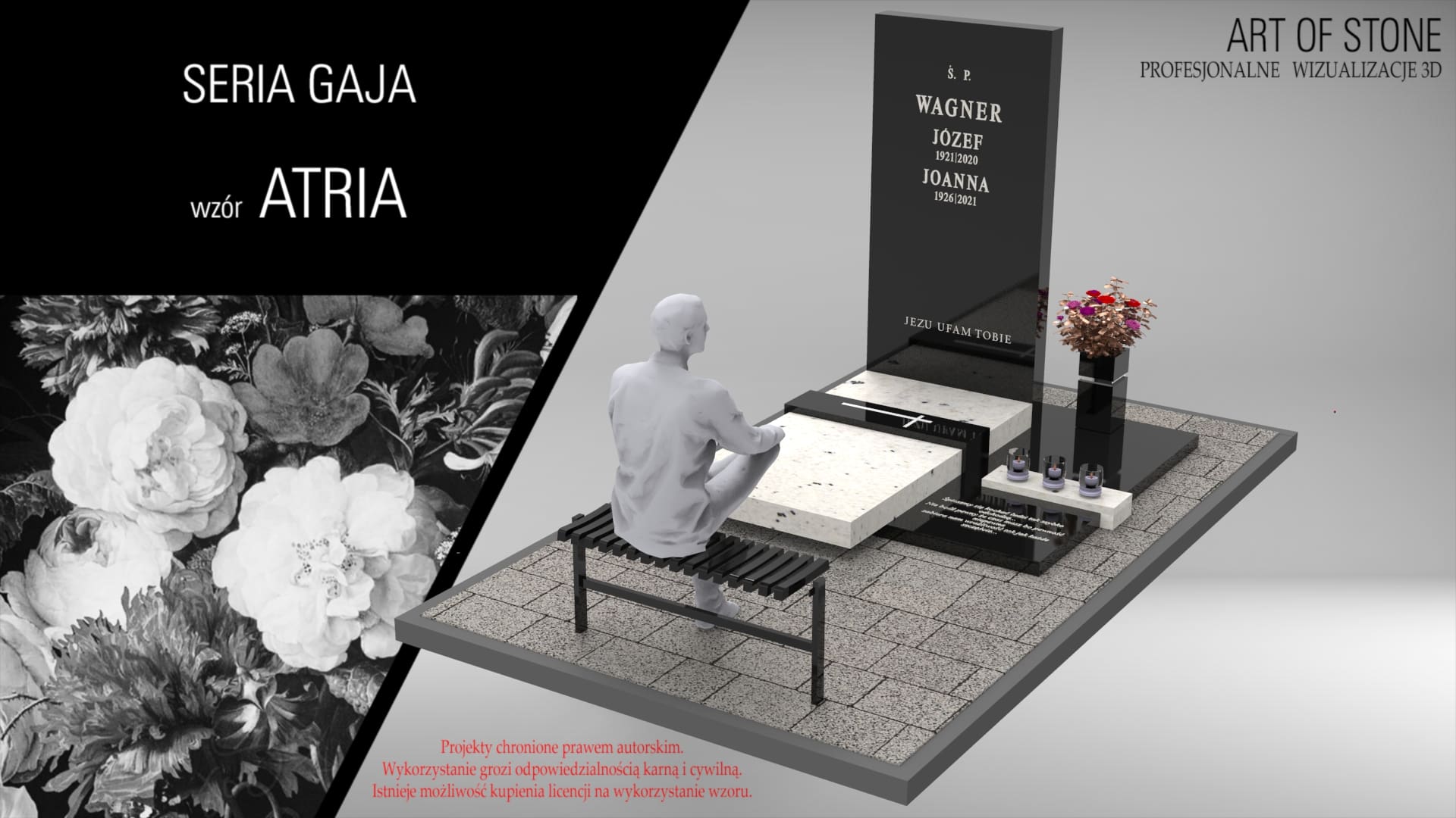 mimimalistyczny nagrobek granitowy