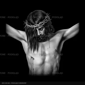 Jezus ukrzyżowany — popiersie – monochromatyczny wzór do graweru na czarnym tle