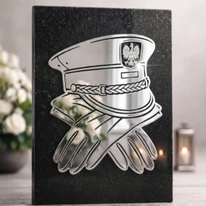 Symbol policjanta — czapka i rękawiczki ze stali nierdzewnej